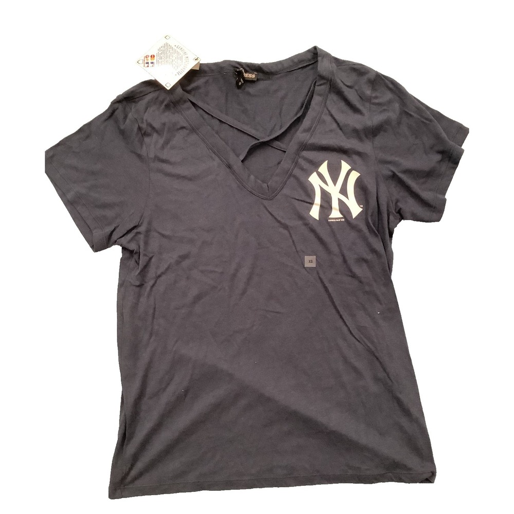 Express New York Yankees Tee Top Stretch Short Sleeve Navy Size XS- NWT